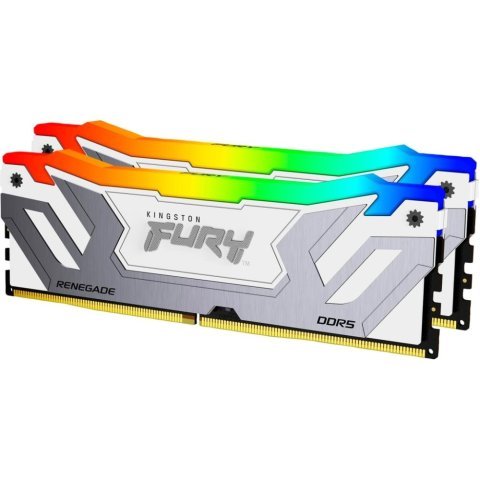 Модуль памяти для компьютера DDR5 48GB (2x24GB) 8400 MHz Renegade RGB White/Silver Kingston Fury (ex.HyperX) (KF584CU40RWAK2-48) - Нулевой остаток (Feed)  - Нулевой остаток (Feed) 