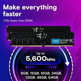 Модуль памяти для компьютера DDR5 64GB (2x32GB) 5600 MHz Micron (CT2K32G56C46U5)