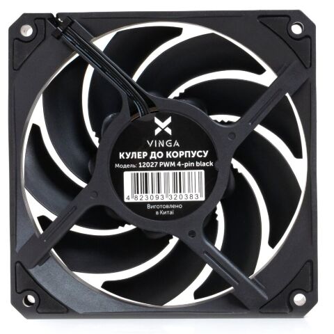 Кулер для корпуса Vinga 12027 PWM 4-pin black ОЕМ - Нулевой остаток (Feed)  - Нулевой остаток (Feed) 