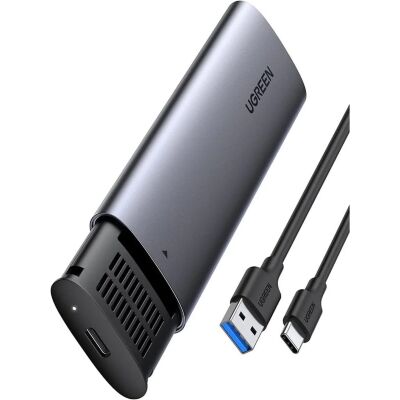 Карман внешний Ugreen USB-C to M.2 B-Key/M+B Key SSD 5Gbps SATA 3.0 aluminum 0.5m (10903)