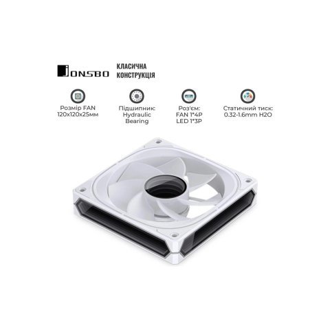 Кулер для корпуса JONSBO FR-505WR Reverse ARGB White - Нулевой остаток (Feed) - Нулевой остаток (Feed)