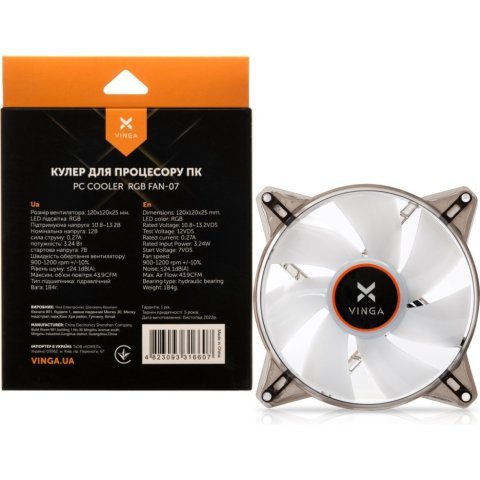 Кулер для корпуса Vinga RGB fan-07 - Вентиляторы к корпусам - Вентиляторы к корпусам
