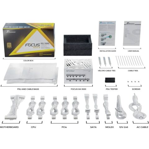 Блок питания Seasonic 1000W FOCUSGX-1000-ATX31-WH (FOCUS-GX-1000-ATX31-WHITE) - Нулевой остаток (Feed) - Нулевой остаток (Feed)