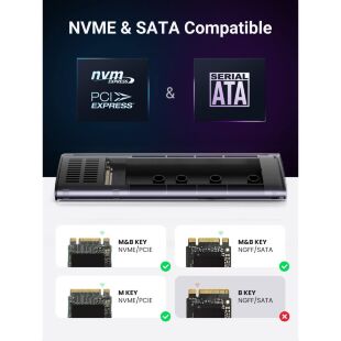 Карман внешний Ugreen SSD M.2 (NVME) M-KEY UGREEN 3.2 GEN2 CM400 gray (90264)
