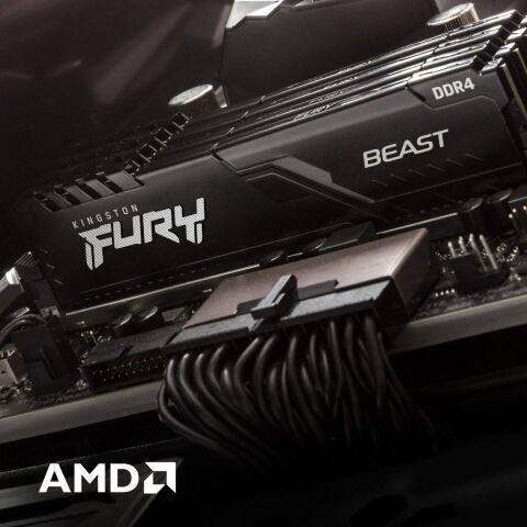 Модуль памяти для компьютера DDR4 16GB 3600 MHz Fury Beast Black Kingston Fury (ex.HyperX) (KF436C18BB/16) - Нулевой остаток (Feed)  - Нулевой остаток (Feed) 