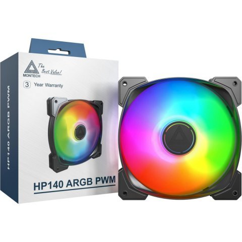 Кулер для корпуса MONTECH HP140 PWM BLACK - Нулевой остаток (Feed)  - Нулевой остаток (Feed) 