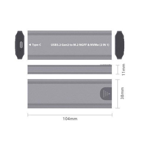Карман внешний Dynamode M.2 SSD NVMe/SATA combo USB3.2 GEN2 USB-C (DM-CAD-SSD05) - Нулевой остаток (Feed) - Нулевой остаток (Feed)