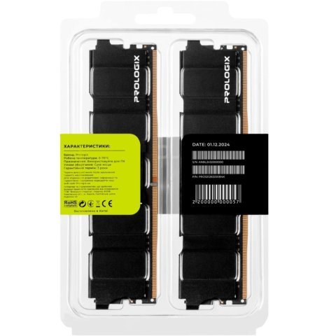 Модуль памяти для компьютера DDR4 32GB (2x16GB) 3200 MHz Black Prologix (PRO32GB3200B4K) - Нулевой остаток (Feed)  - Нулевой остаток (Feed)