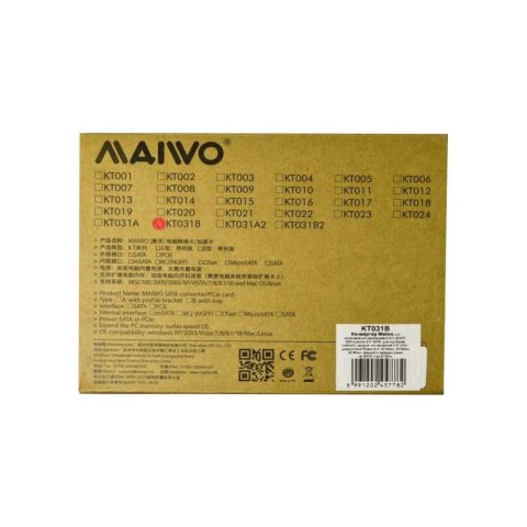 Конвертор Maiwo 2.5'' SATA to M.2 (NGFF) SSD (KT031B) - Нулевой остаток (Feed)  - Нулевой остаток (Feed)