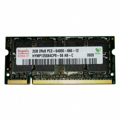 Модуль памяти для ноутбука SoDIMM DDR2 2GB 800 MHz Hynix (HYMP125S64CP8-S6) - Нулевой остаток (Feed)  - Нулевой остаток (Feed) 