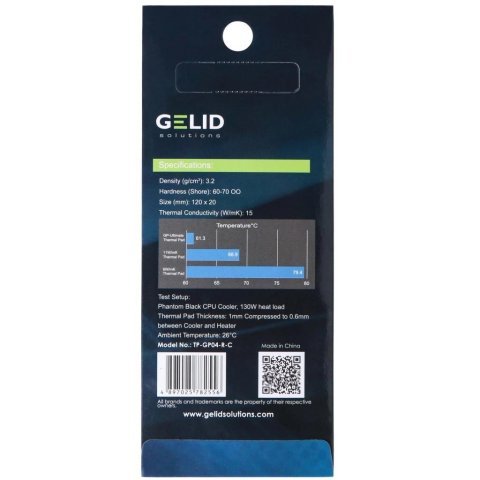 Термопрокладка Gelid Solutions GP-Ultimate Thermal Pad 120x20x0.5 mm (TP-GP04-R-A) - Акссесуары к системам охлаждения  - Акссесуары к системам охлаждения 