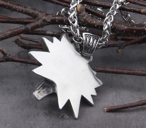 Кулон Геральта медальон 3D Ведьмак (The Witcher) с нержавеющей стали сплошной + мешочек -   -