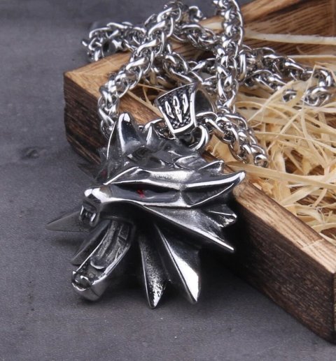 Кулон Геральта медальон 3D Ведьмак (The Witcher) с нержавеющей стали сплошной + мешочек -   -