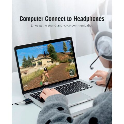 Звуковая плата Vention Audio USB 2х3,5mm jack Metal (VAB-S17-B) - Нулевой остаток (Feed) - Нулевой остаток (Feed)