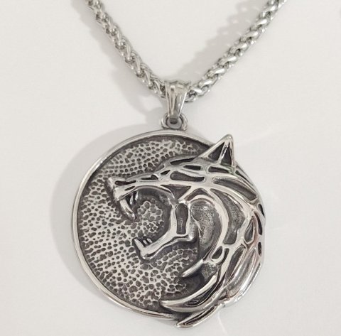 Кулон Геральта медальйон 3D Відьмак (The Witcher Geralt) з нержавіючої сталі з рунами -   -